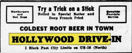 Hollywood Drive-In (Tonys Lounge) - Jul 1949 Ad (newer photo)